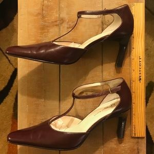 Wine Color Leather Heels